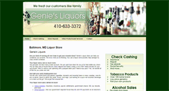 Desktop Screenshot of geniesliquors.com