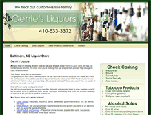 Tablet Screenshot of geniesliquors.com